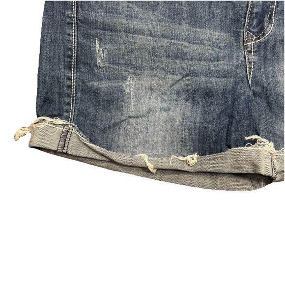 Maurices Shorts Juniors 11/12 Blue Mid Rise Distress Cuffed Measures W35 - Picture 3 of 7